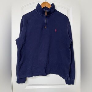 Polo Ralph Lauren Navy Blue Quarter-Zip Pullover w/ Red Pony Logo